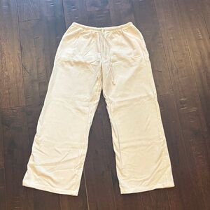 Brandy Melville White Linen Wide Leg Pants